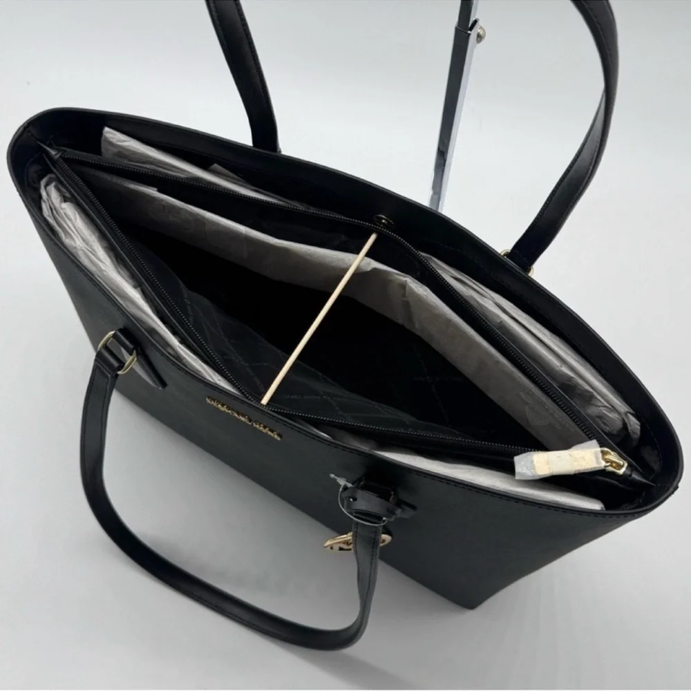 Michael Kors Sheila Large Logo Tote Bag & Matching Trifold Wallet Black/Gold
